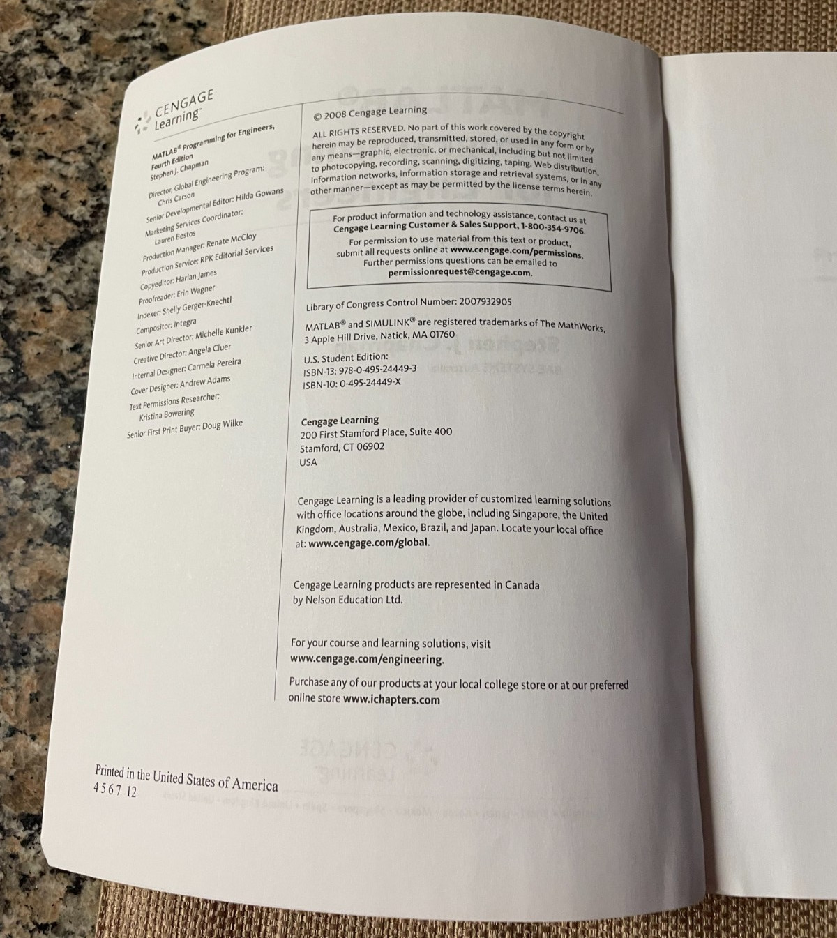 MATLAB Programming for Engineers by Stephen J. Chapman, Fourth Edition