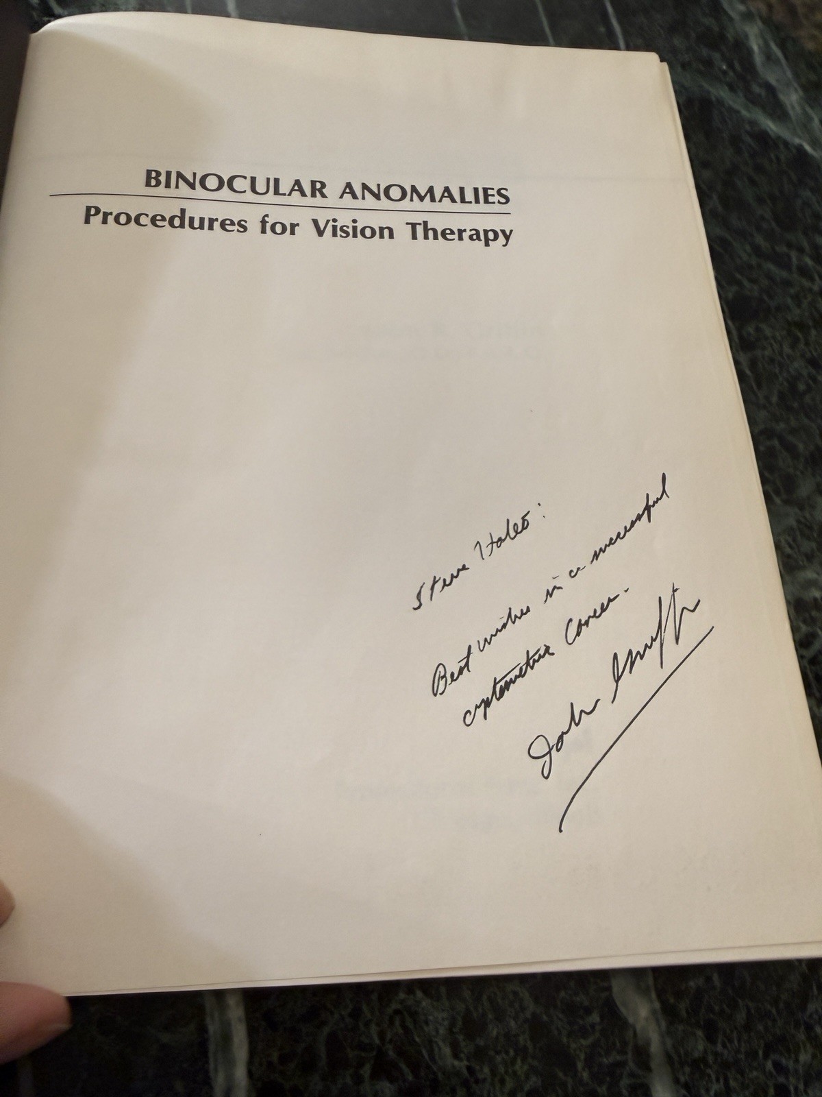 Binocular Anomalies by John R. Griffin Hardcover 1976 Professional Press Signed