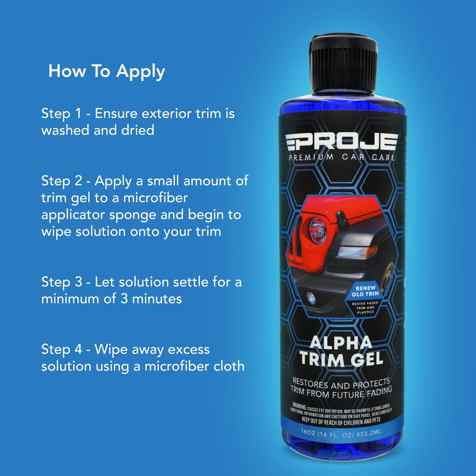 Alpha Trim Gel Plastic Restorer Trim Coat for Cars 16 Fl Oz PROJE’