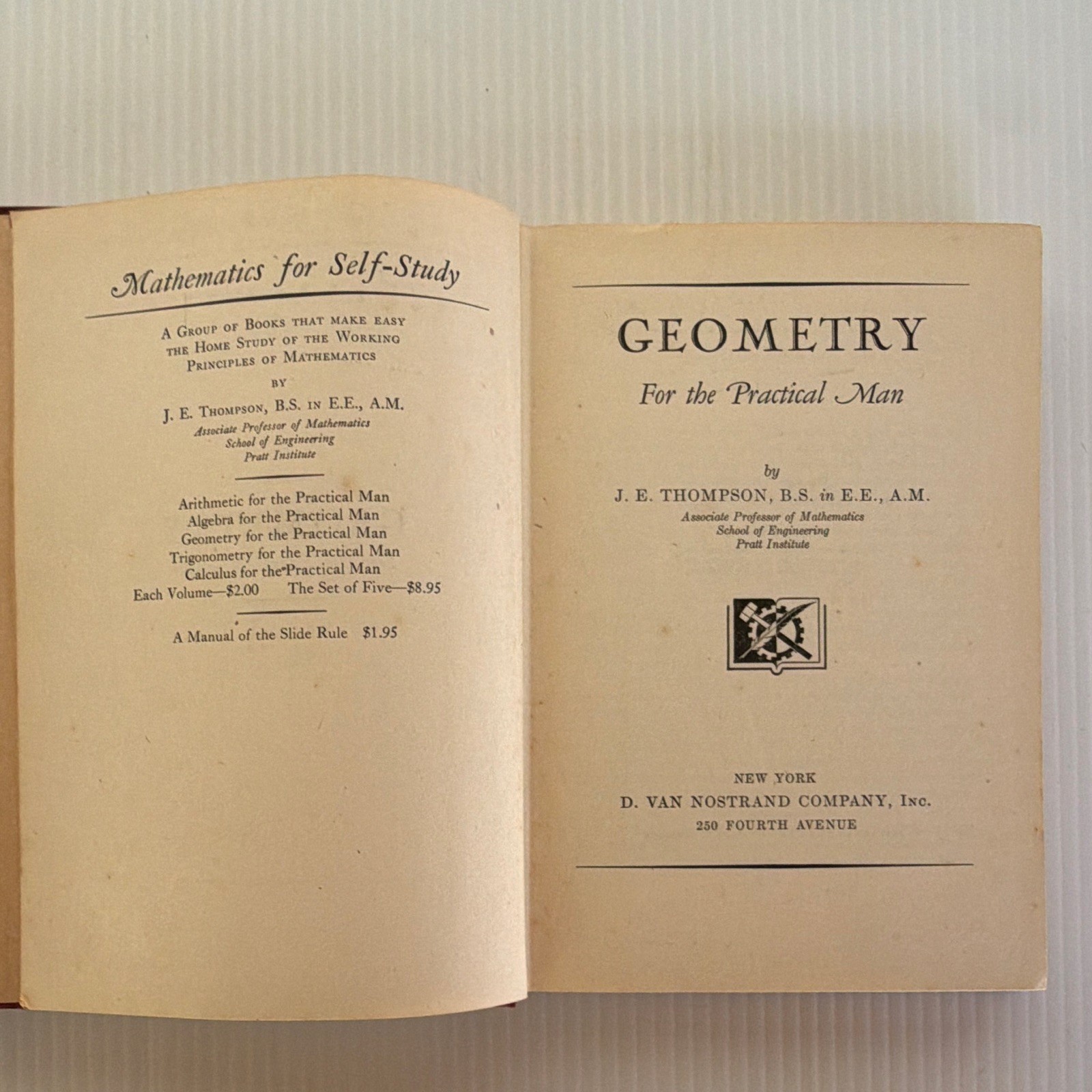Mathematics for Self-Study J.E. Thompson 2nd Ed Hardcover Calculus &Geometry