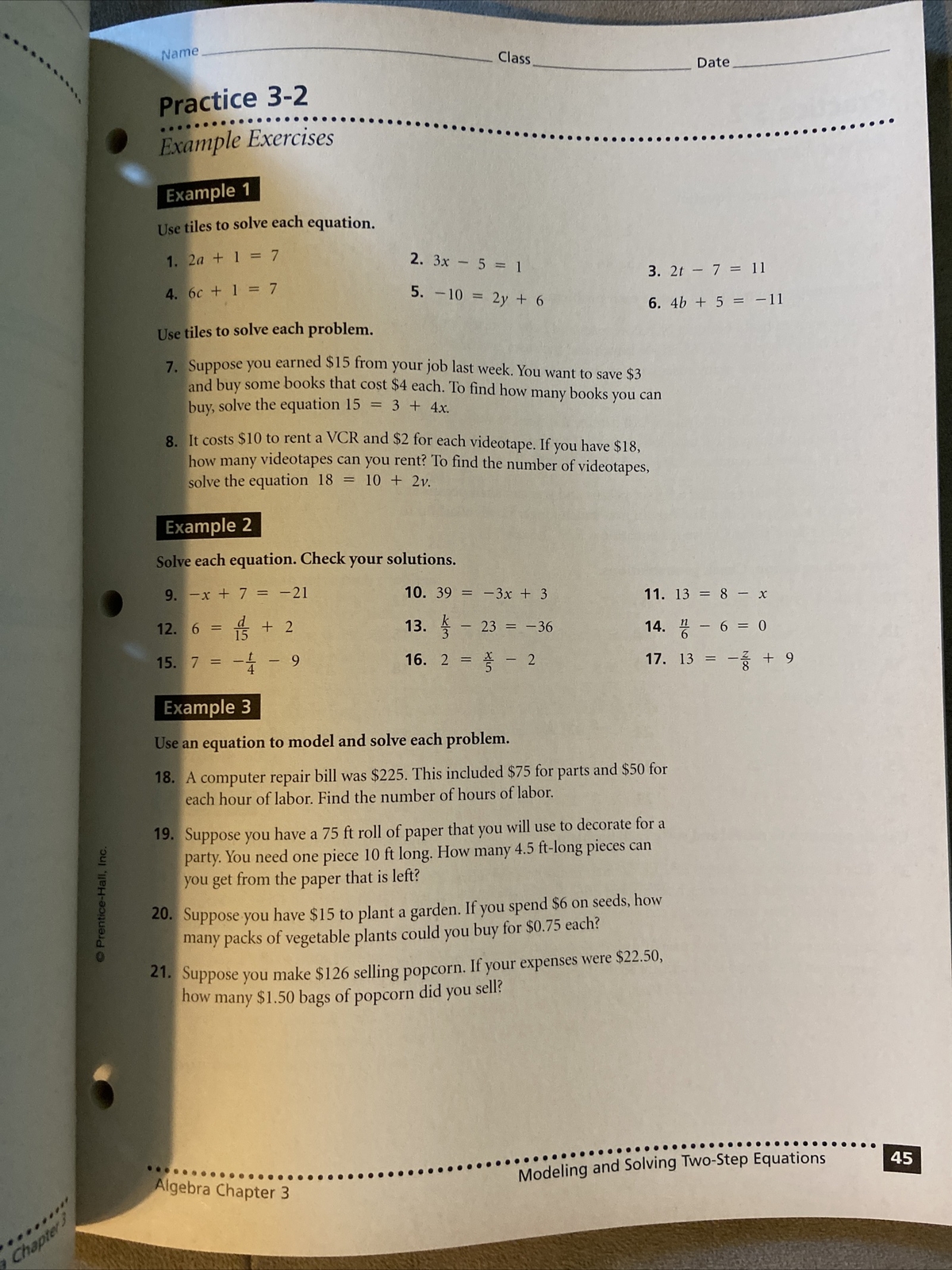 Algebra by Prentice-Hall Staff 1997 Trade Paperback Workbook Vintage