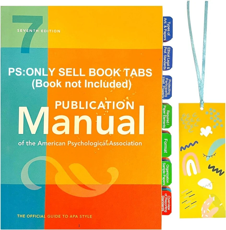 Durable Waterproof APA Manual 7th Edition Tabs with Easy Install Bookmark Guide