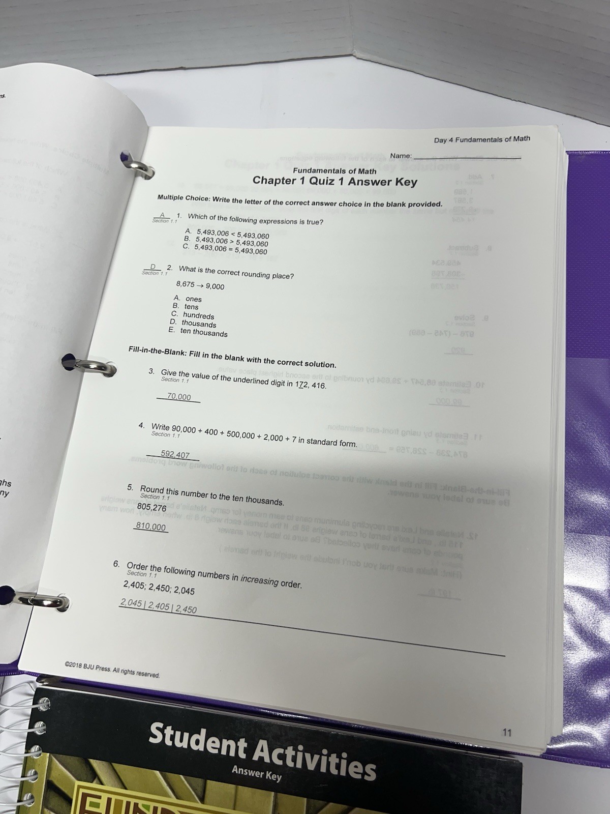 BJU Fundamentals of Math complete set kit 2nd ed. teacher text activities key cd