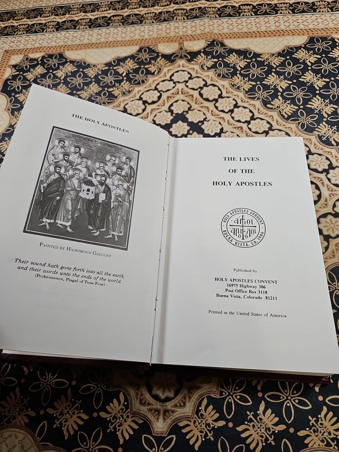 THE LIVES OF THE HOLY APOSTLES Book (c) 1990 Reprint HOLY APOSTLES CONVENT