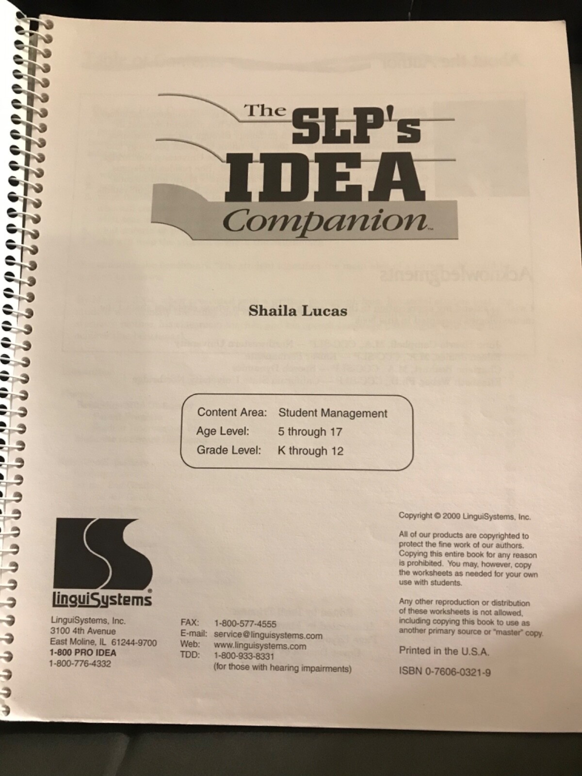 The SLP’s IDEA Companion Book LinguiSystems By Shaila Lucas