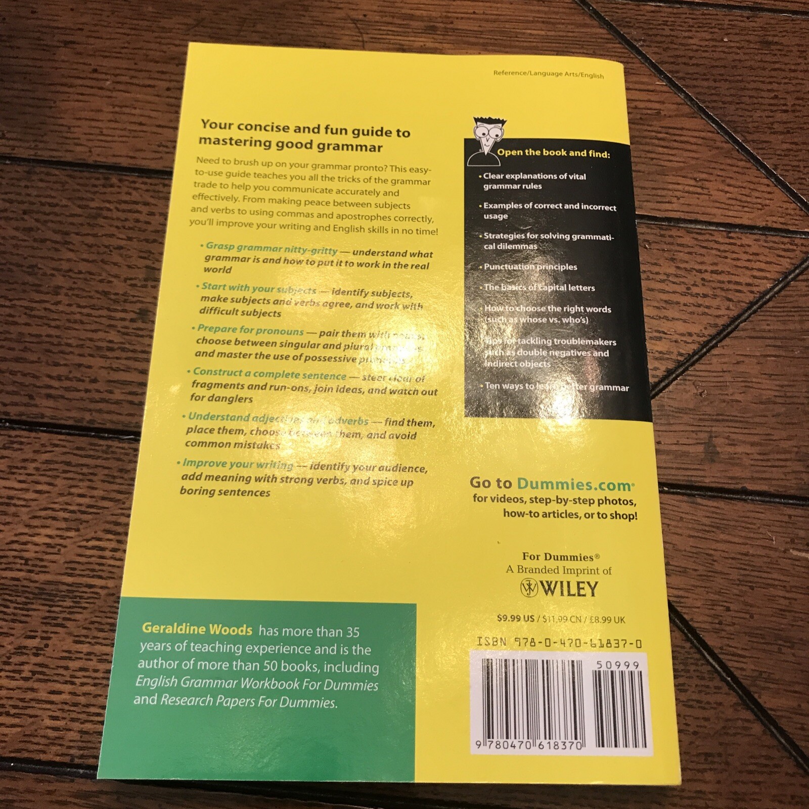 Grammar Essentials for Dummies by Geraldine Woods 2010 Paperback