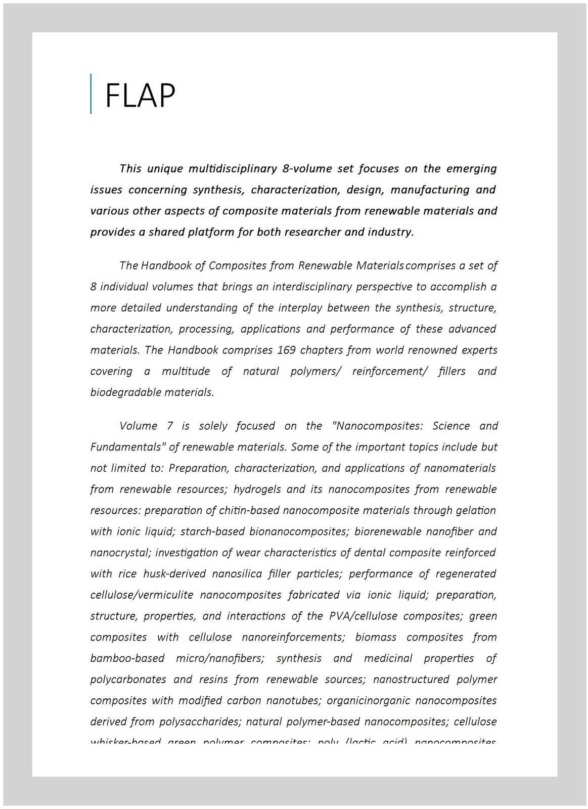 Handbook of Composites from Renewable Materials : Nanocomposites: Science and…