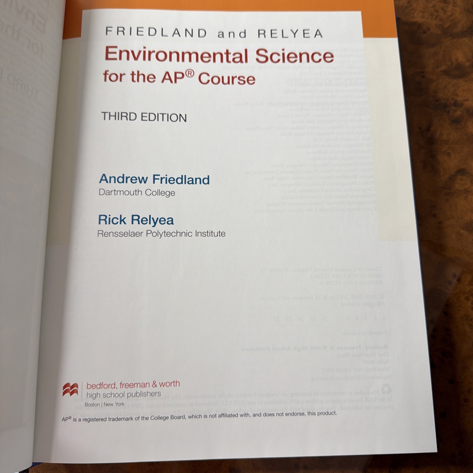 Environmental Science for the AP Course by Rick Relyea and Andrew J. Friedland