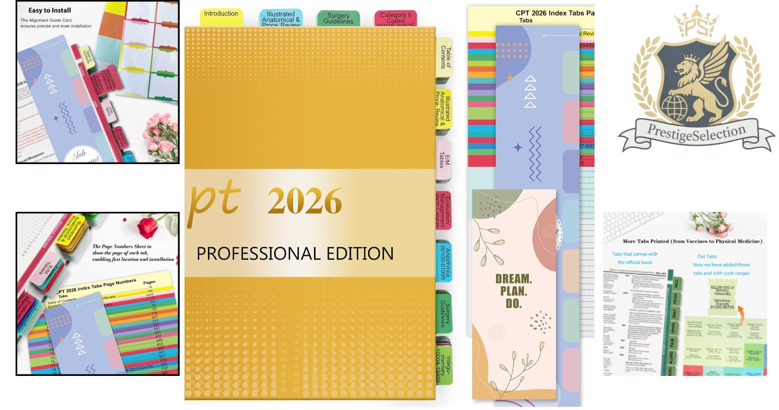 Complete Set of 96 CPT 2026 Laminated Index Tabs with Alignment Guide & Bookmark