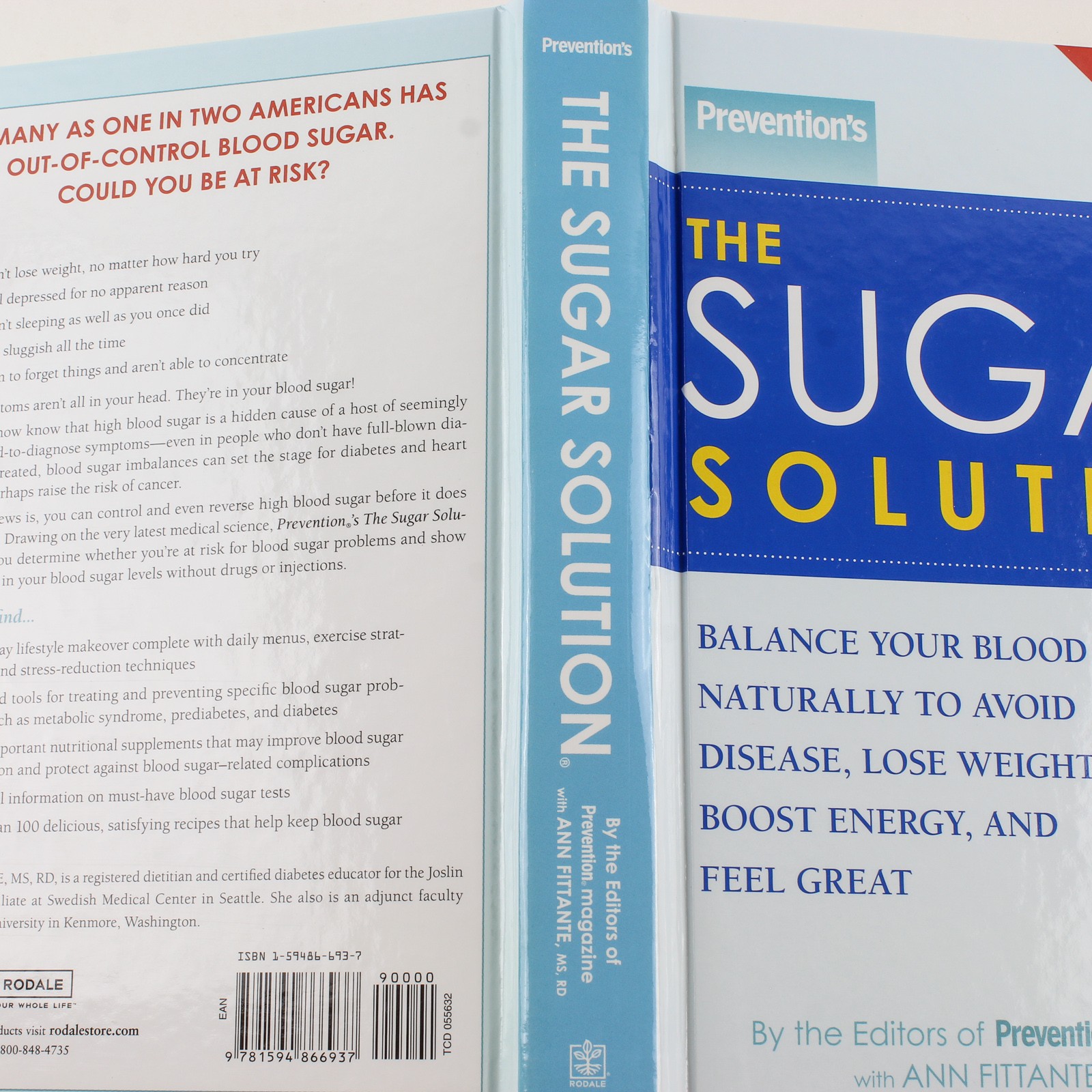 Prevention’s The Sugar Solution by Ann Fittante – Hardcover Book, Good Condition