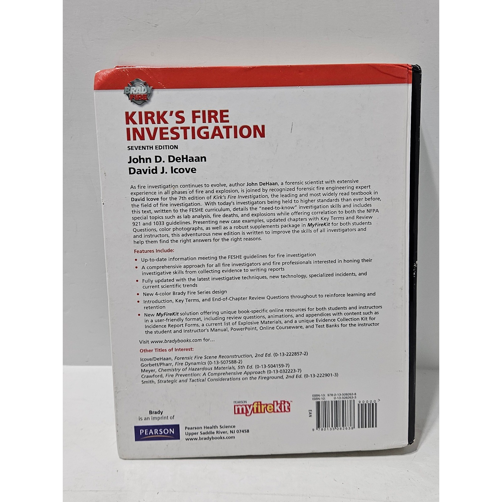 Kirk’s Fire Investigation Textbook Brady Fire Seventh Edition DeHaan Icove