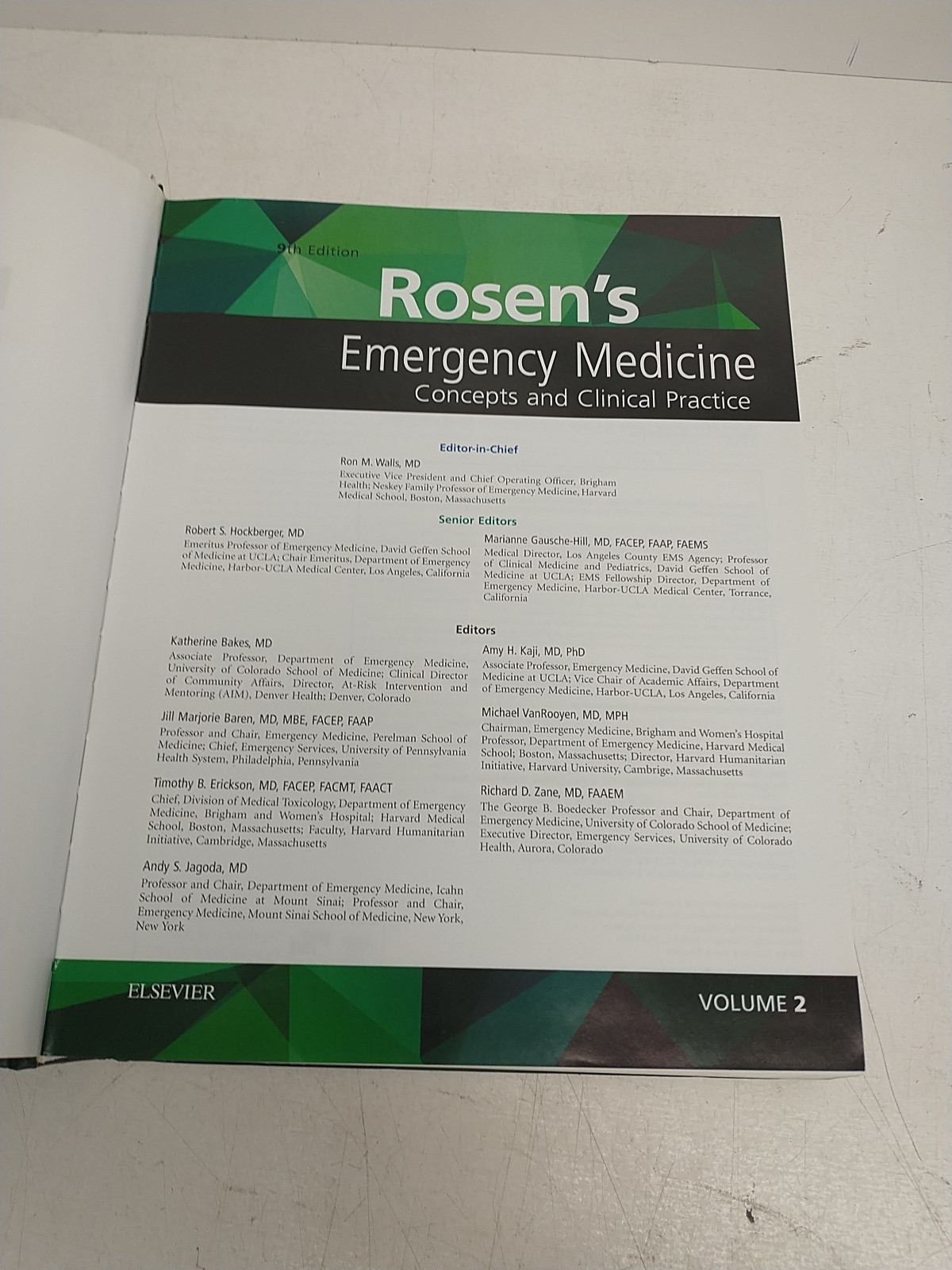 Rosen’s Emergency Medicine 9th Edition Volume 2 ONLY Ron M. Walls