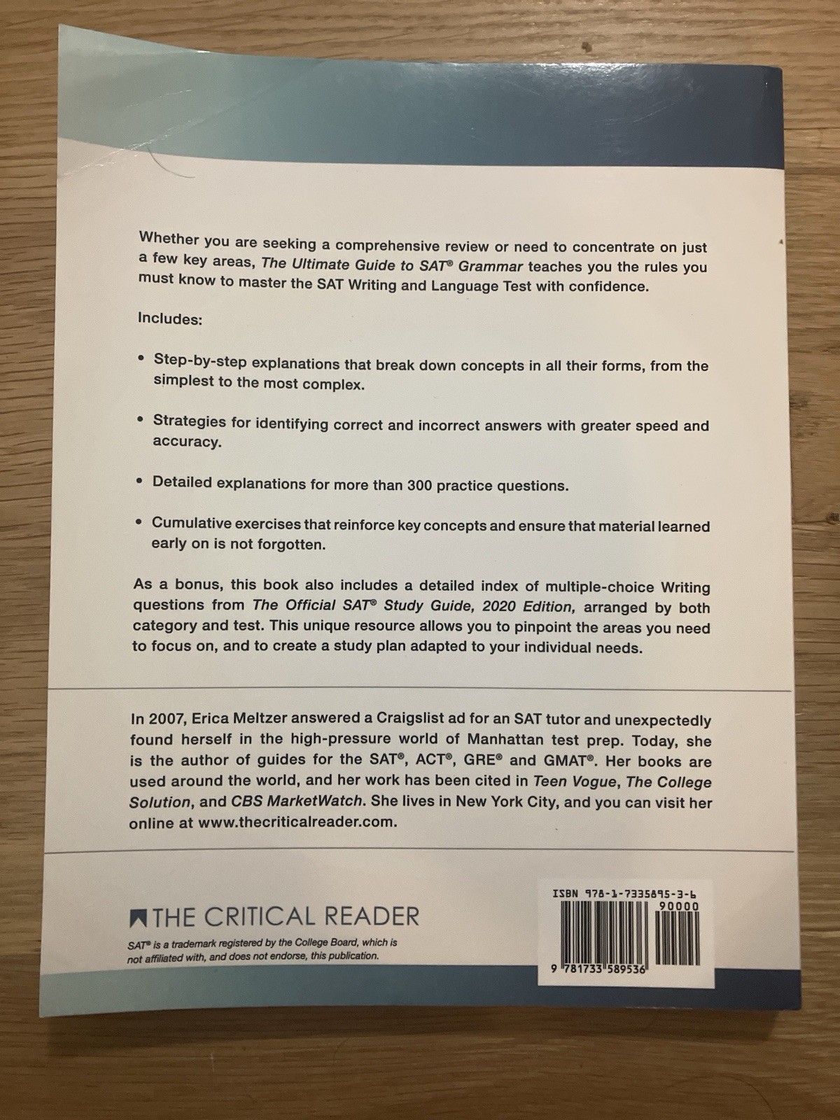 The Critical Reader: Ultimate Guide To SAT Grammar By Erica Meltzer 5th Edition