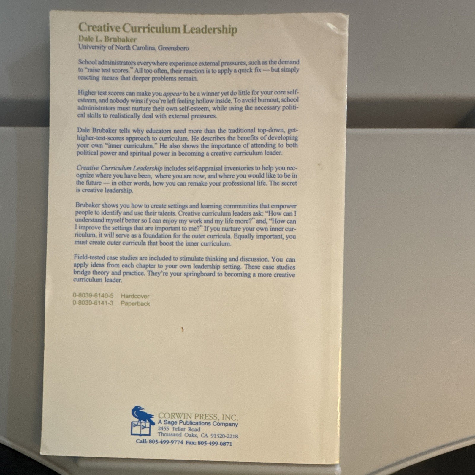 Corwin Press Creative Curriculum Leadership Dale L. Brubaker Hardcover ISBN
