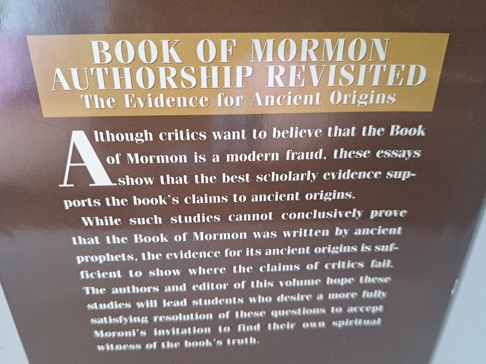Book of Mormon Authorship Revisited Noel B. Reynolds FARMS LDS Scholarly Essays