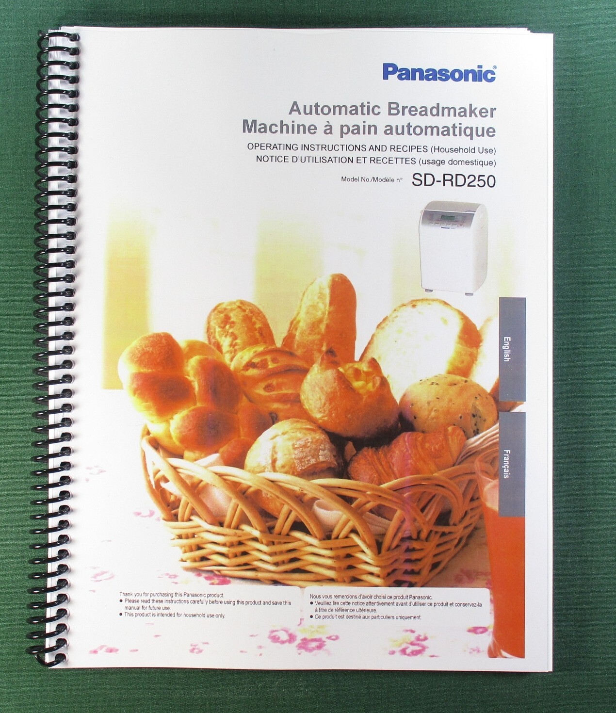 Panasonic SD-BT10P Bread Machine Owners Manual Recipes with Protective Covers!