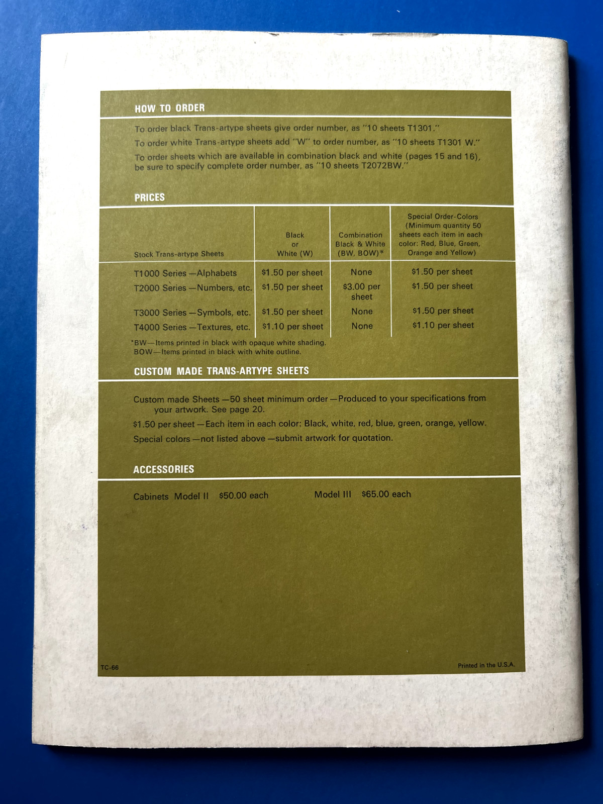 Original 1966 artype’s Transfer Sheet trans-artype Catalog 79 pages