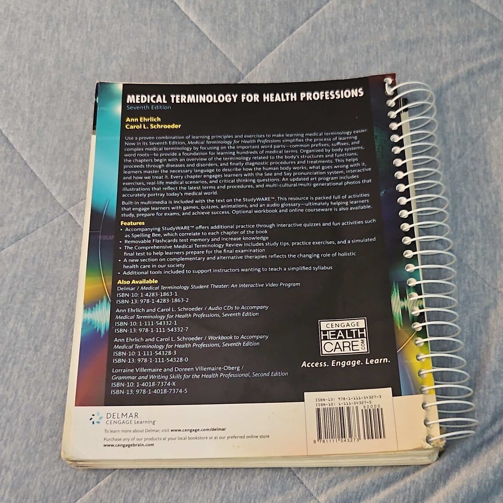 Delmar Medical Terminology for Health Professions 7th Spiral+CD Ehrlich