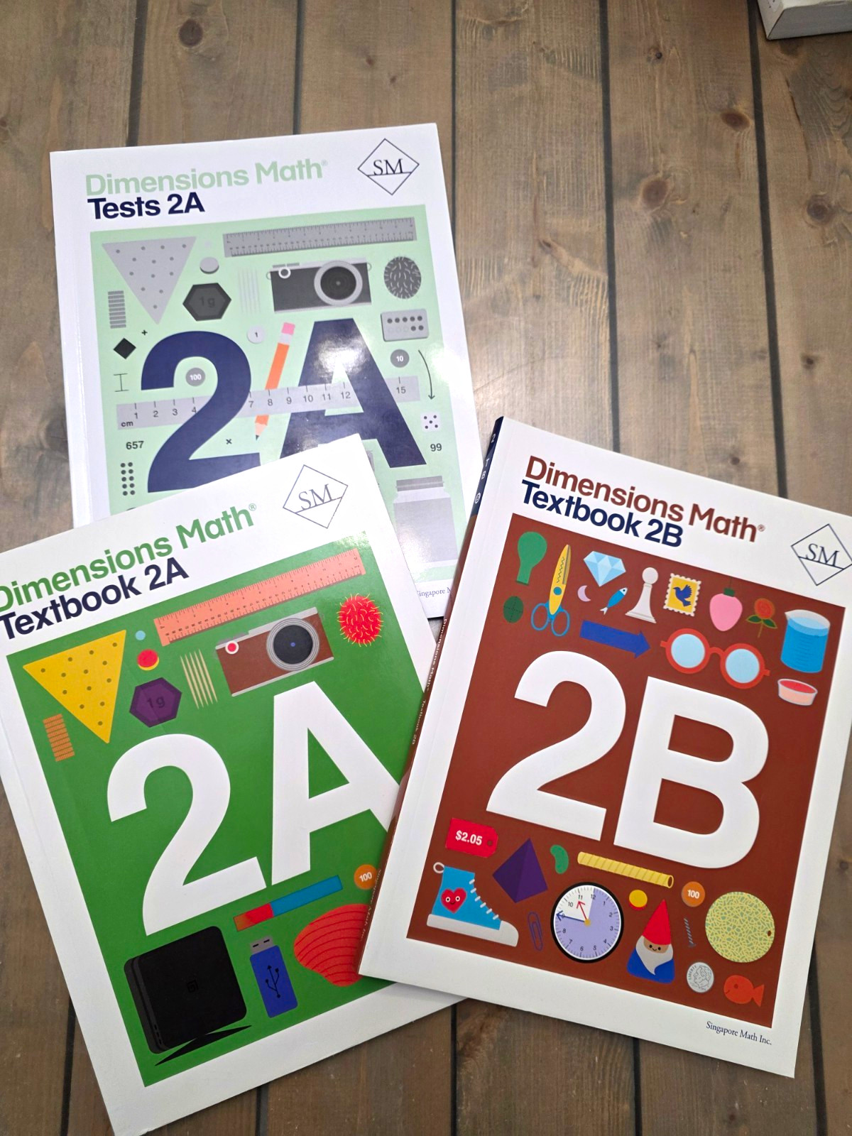 Dimensions Math Grade 2A-2B Paperback Textbooks + Tests 2A (3-Book Lot)
