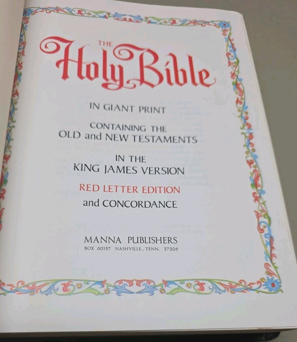 Holy Bible Giant Print Manna Edition KJV Red Letter Concordance New in Box