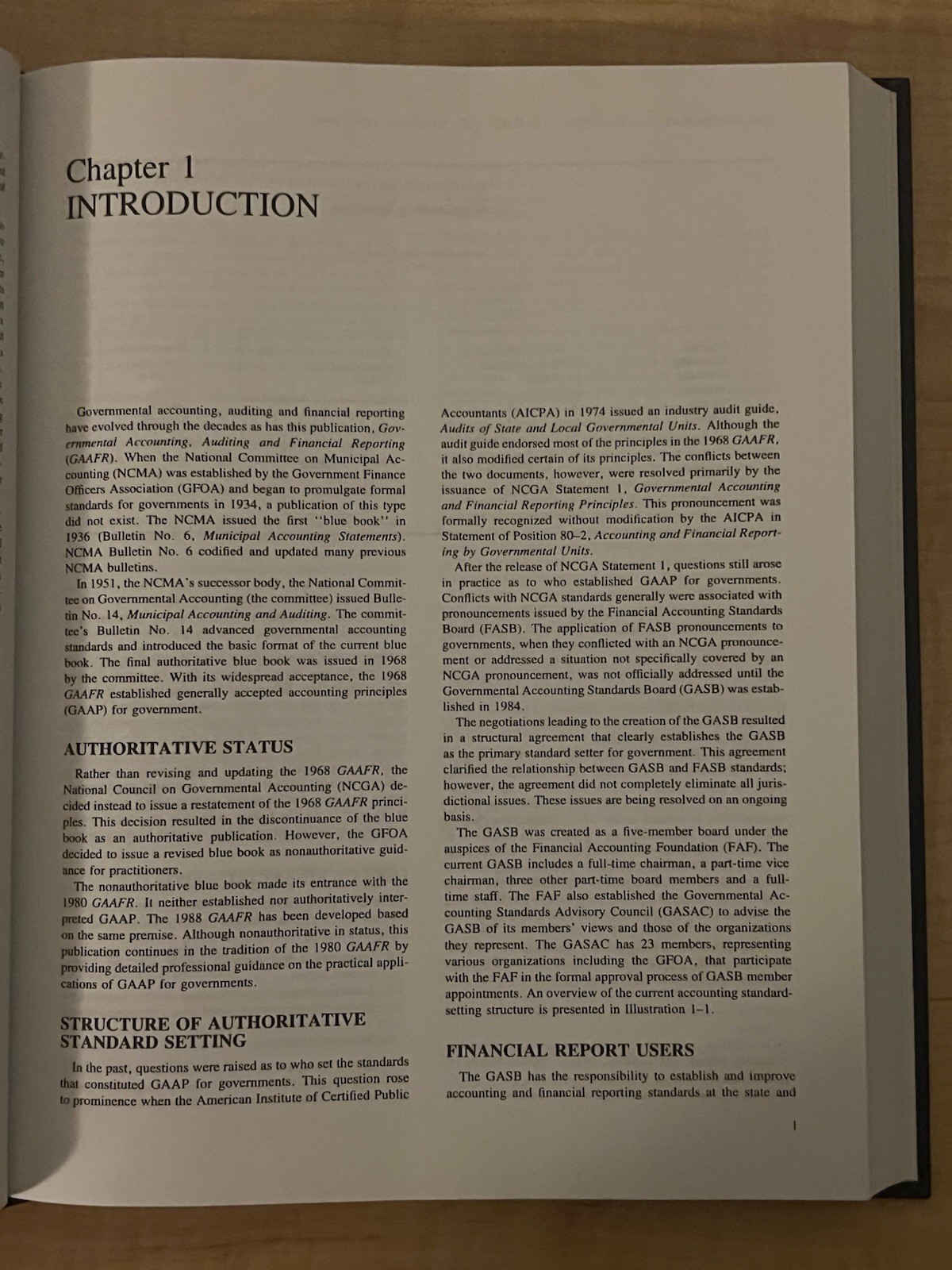 GAAFR Governmental Accounting, Auditing and Financial Reporting 1988 Hardcover