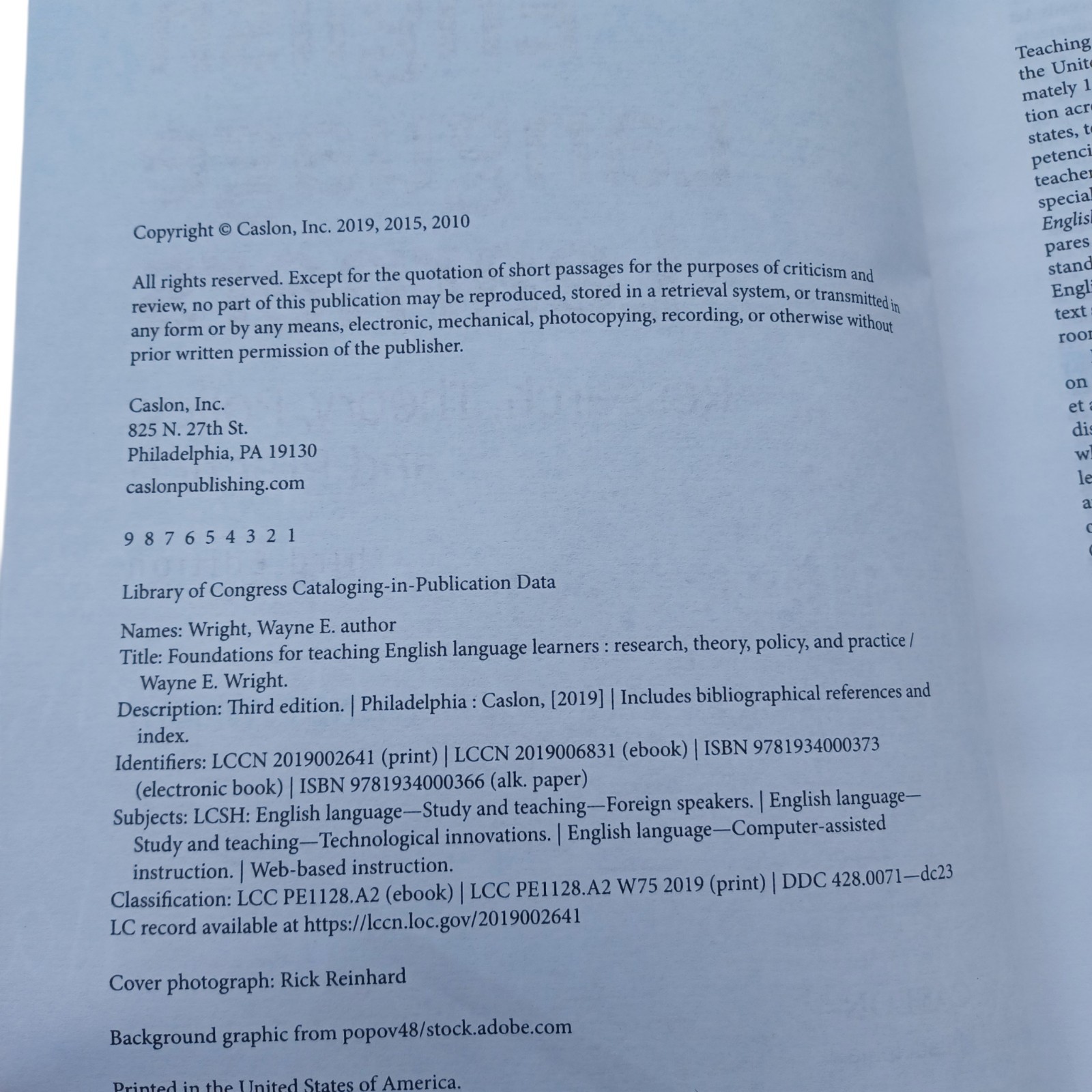 Foundations for Teaching English Language Learners 3rd Ed. by Wayne E. Wright