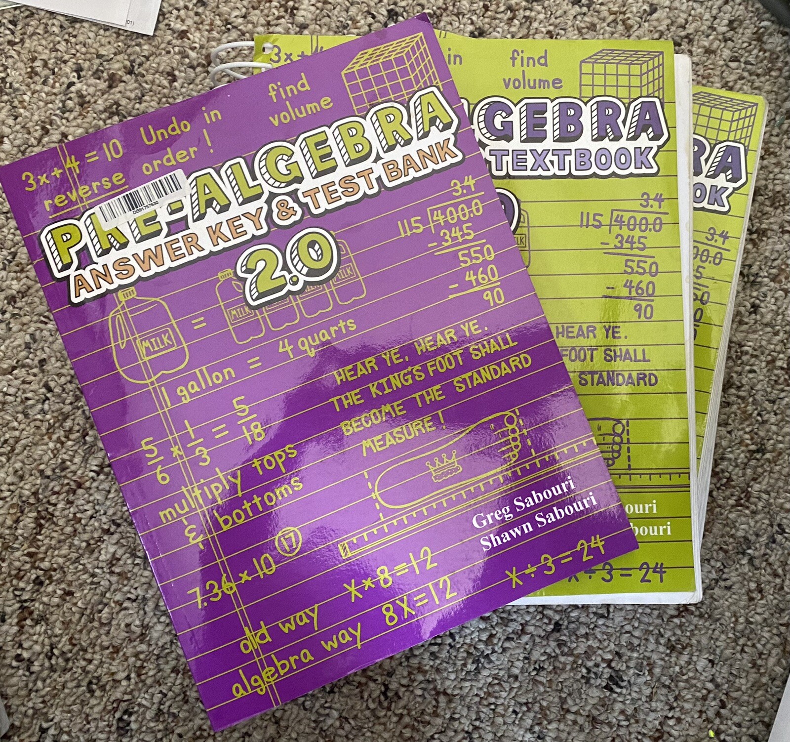 3 Book Lot 2 Pre-Algebra A Teaching Textbook 1 Answer Key & Test Bank New Other