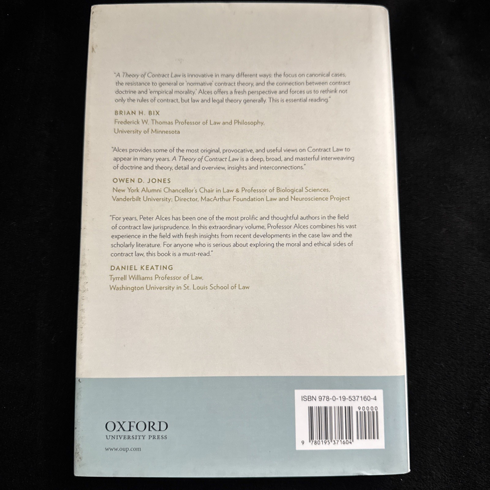 Theory of Contract Law Empirical Insights & Moral Psychology Peter A. Alces 2011