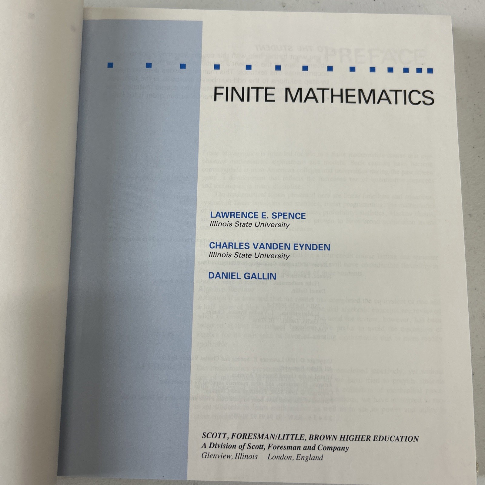 Finite Mathematics by Charles L. Vanden Eynden and Lawrence E. Spence (1997,…