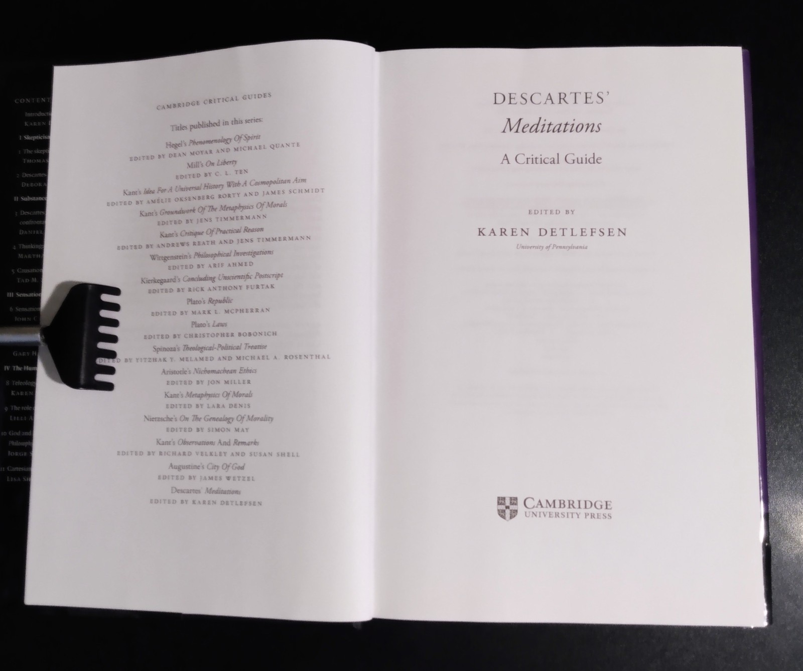 DESCARTES’ MEDITATIONS A Critical Guide – Karen Detlefsen (hc/dj) 2013