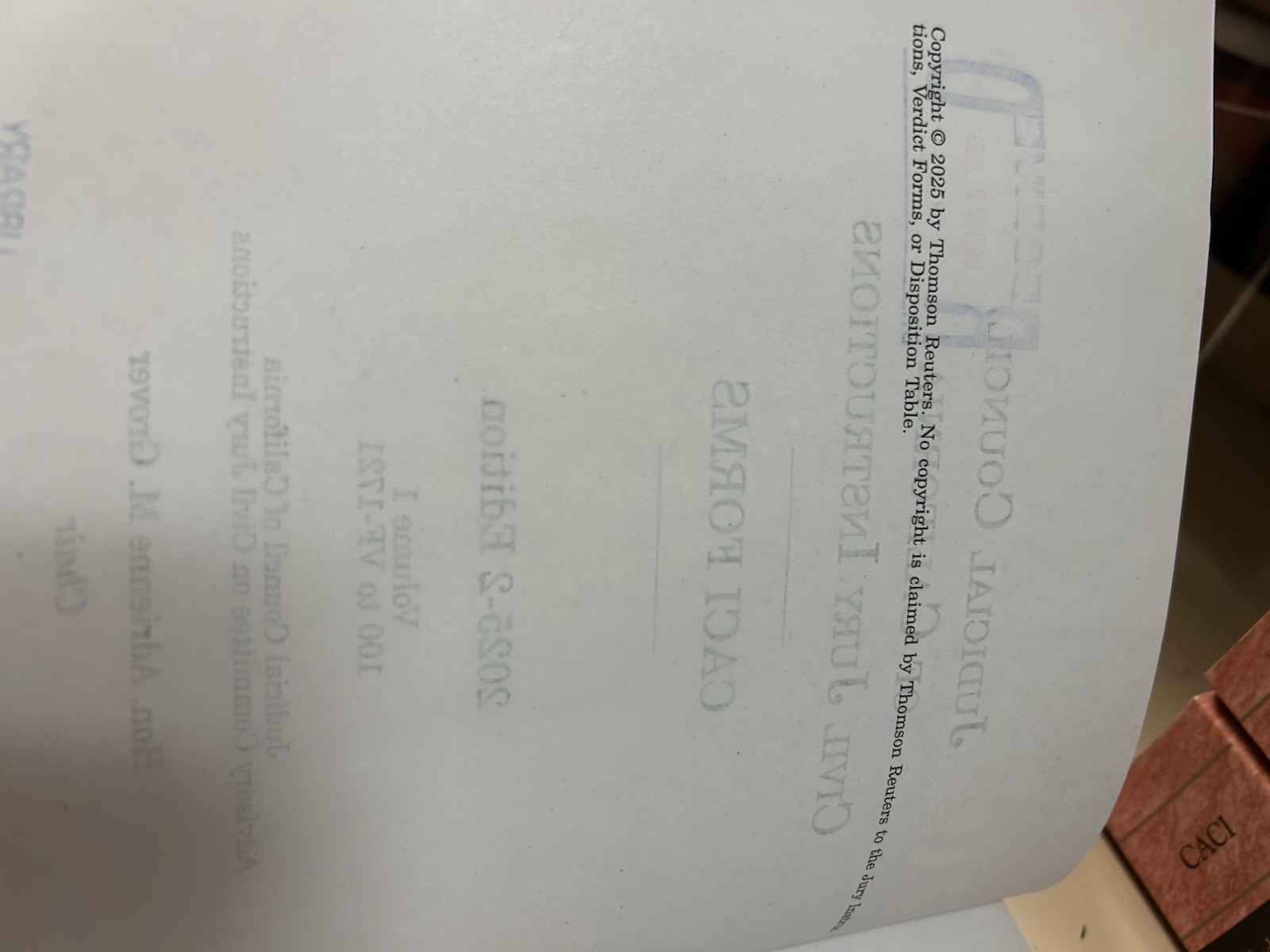 CACI Judicial Coucil of California Civil Jury Instructions Forms 2025-2 Edition