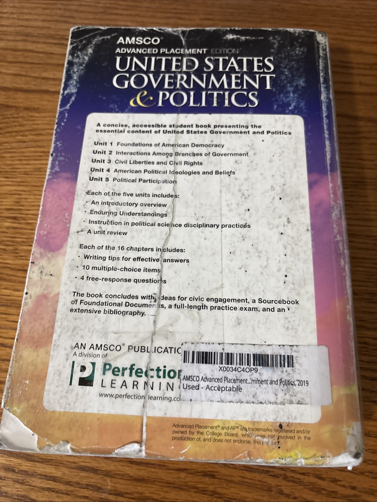 Amsco Advanced Placement United States Government by David Wolfford Paperback