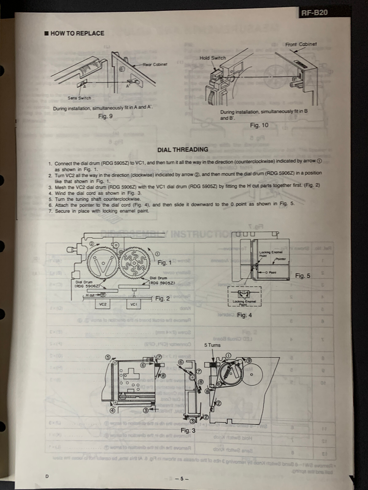 Panasonic RF-B20 FM-MW-LW-SW 9-Band Portable Radio ORIGINAL Service Manual