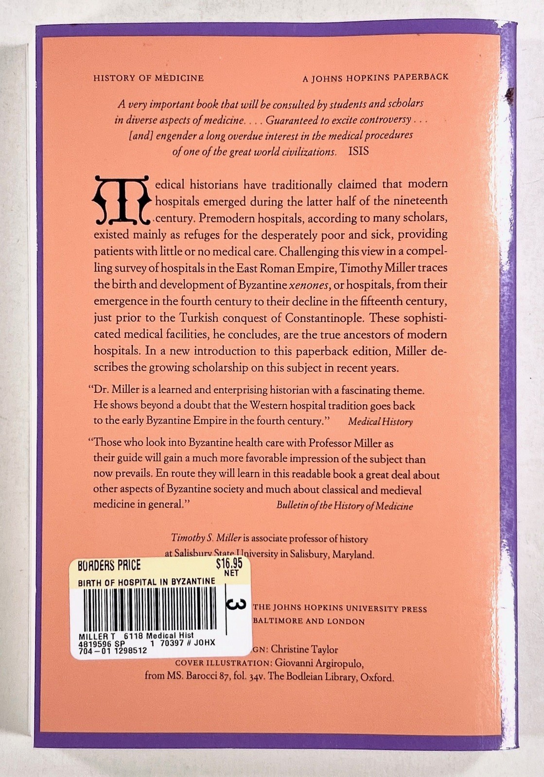 1997 THE BIRTH OF THE HOSPITAL IN THE BYZANTINE EMPIRE History of Medicine TPB