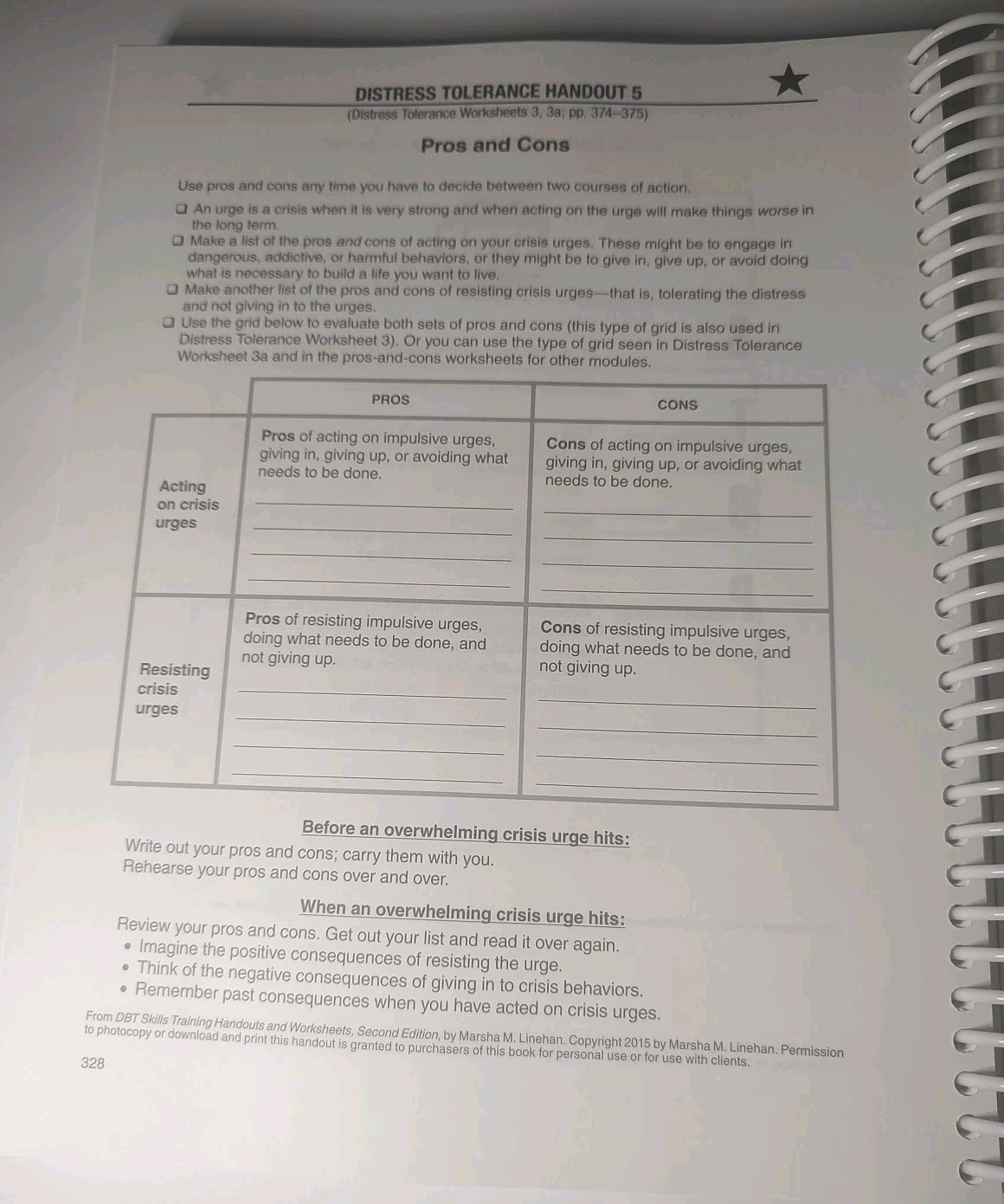 DBT Skills Training Handouts and Worksheets by Marsha M. Linehan (2014, Trade)