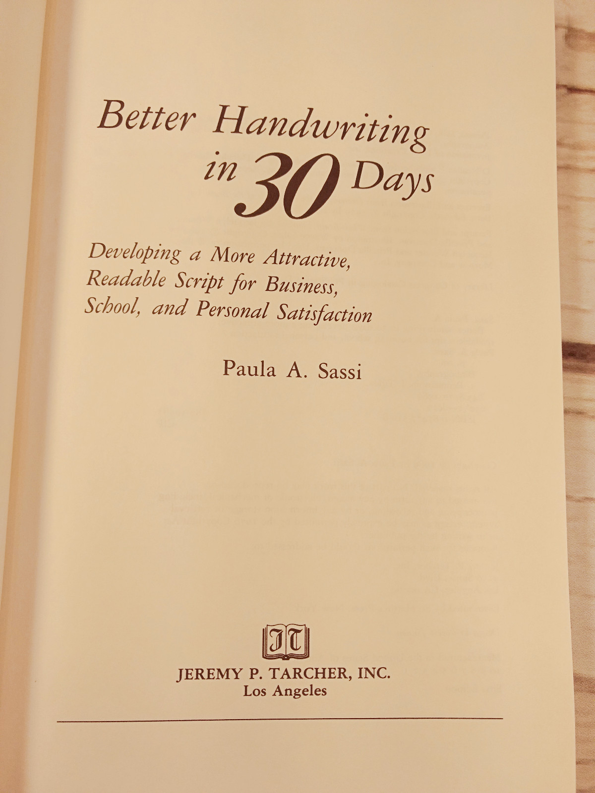Better Handwriting in 30 Days SIGNED Paula A Sassi 1989 First Edition VTG Book