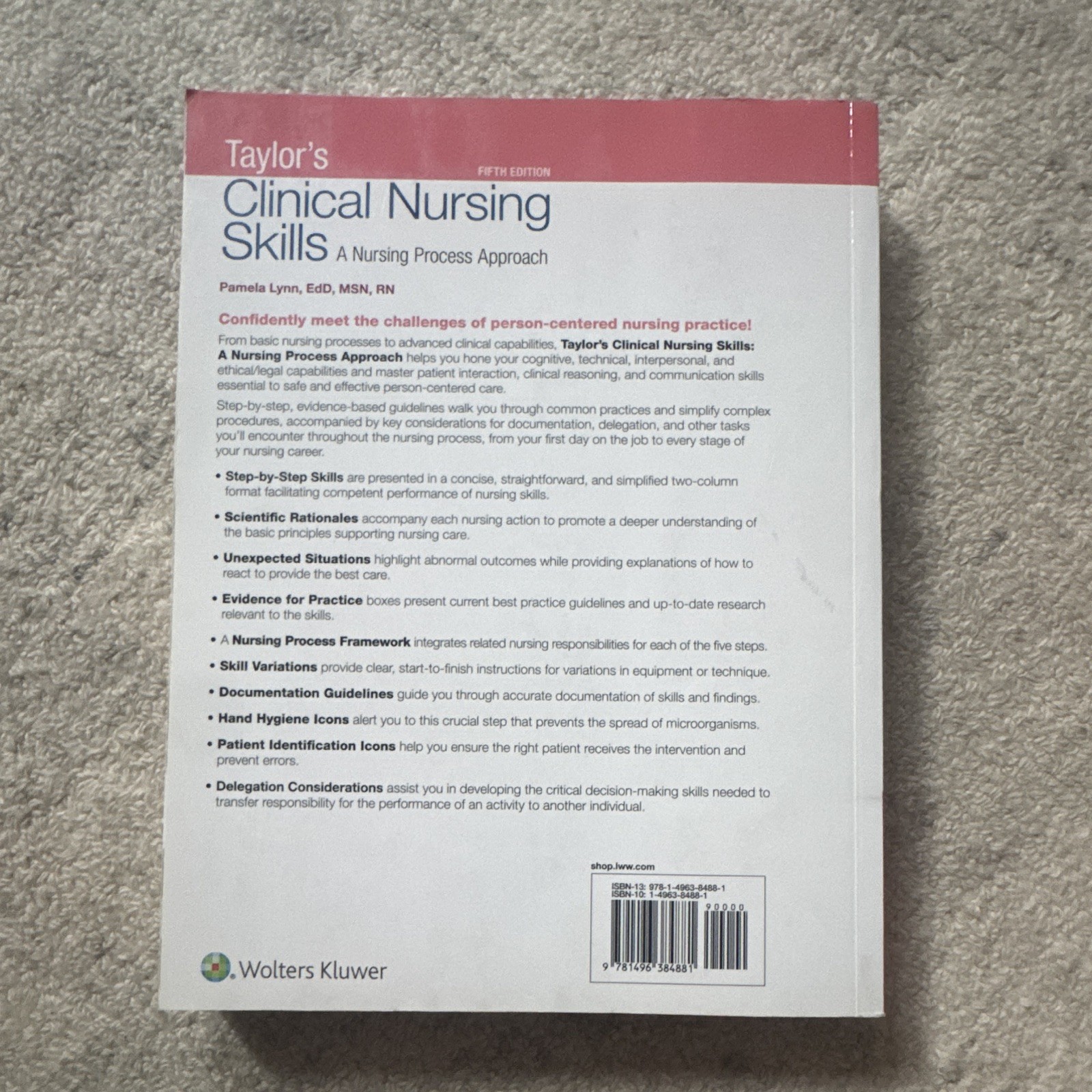 Taylor’s Clinical Nursing Skills 5th Ed PB 2019 Pamela Lynn Wolters Kluwer