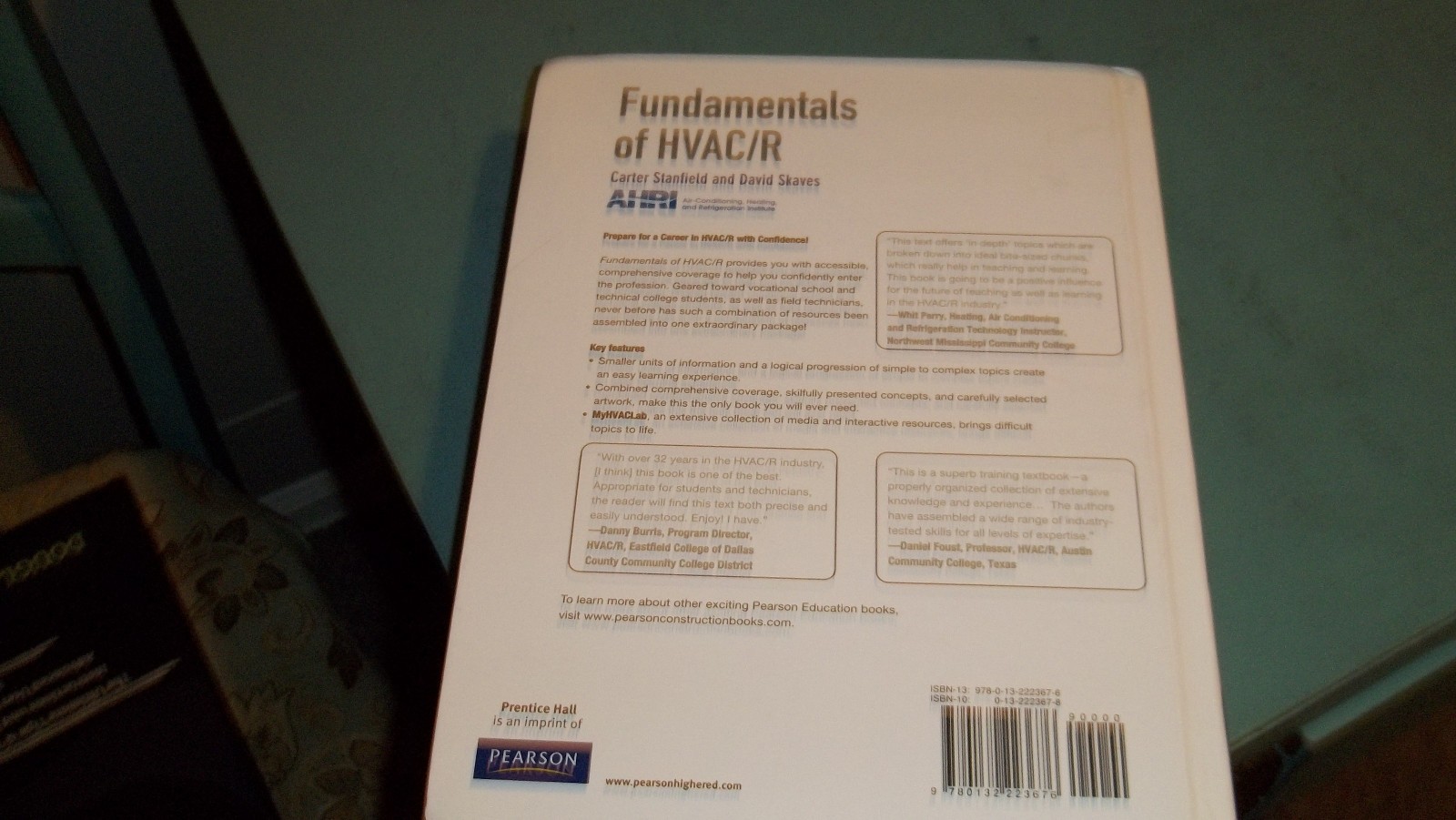 AHRI Fundamentals of HVAC/R by Carter Stanfield and David Skaves VG+
