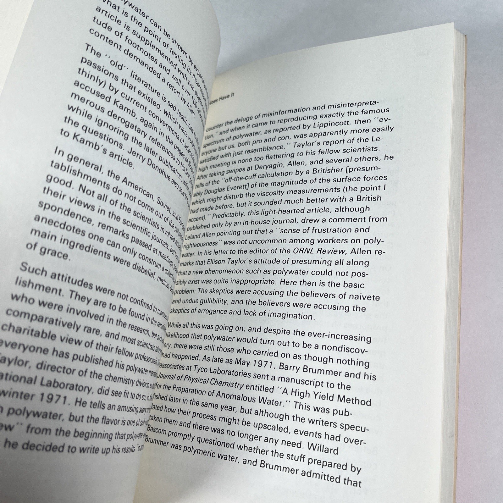 Polywater by Felix Franks Vintage Paperback Book Second Printing 1982 MIT Press