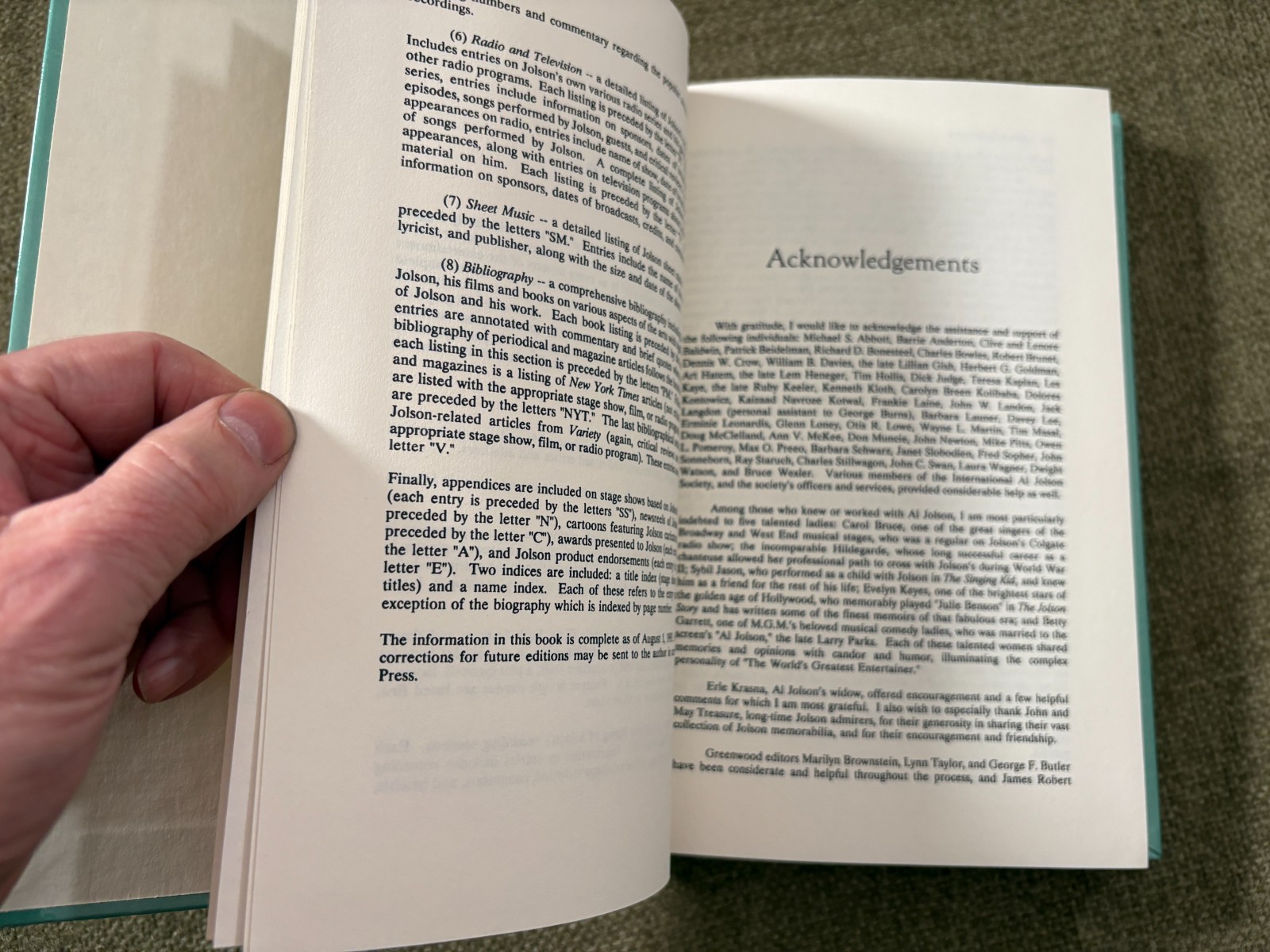 Al Jolson Bio-Bibliography James Fisher 1994 Hardcover Reference Book