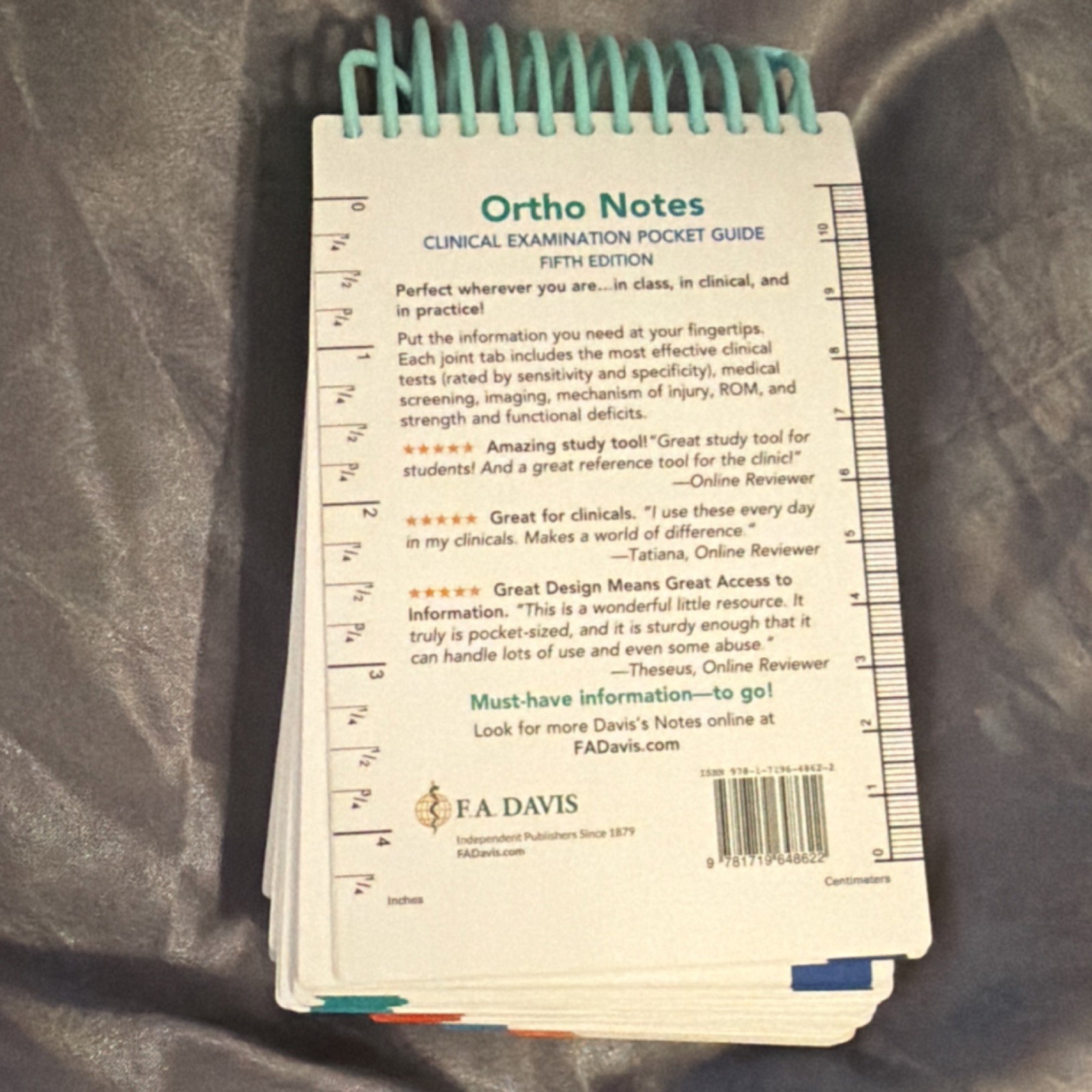 F.A. Davis Ortho Notes Clinical Examination Pocket Guide 5th Ed Spiral, 2017