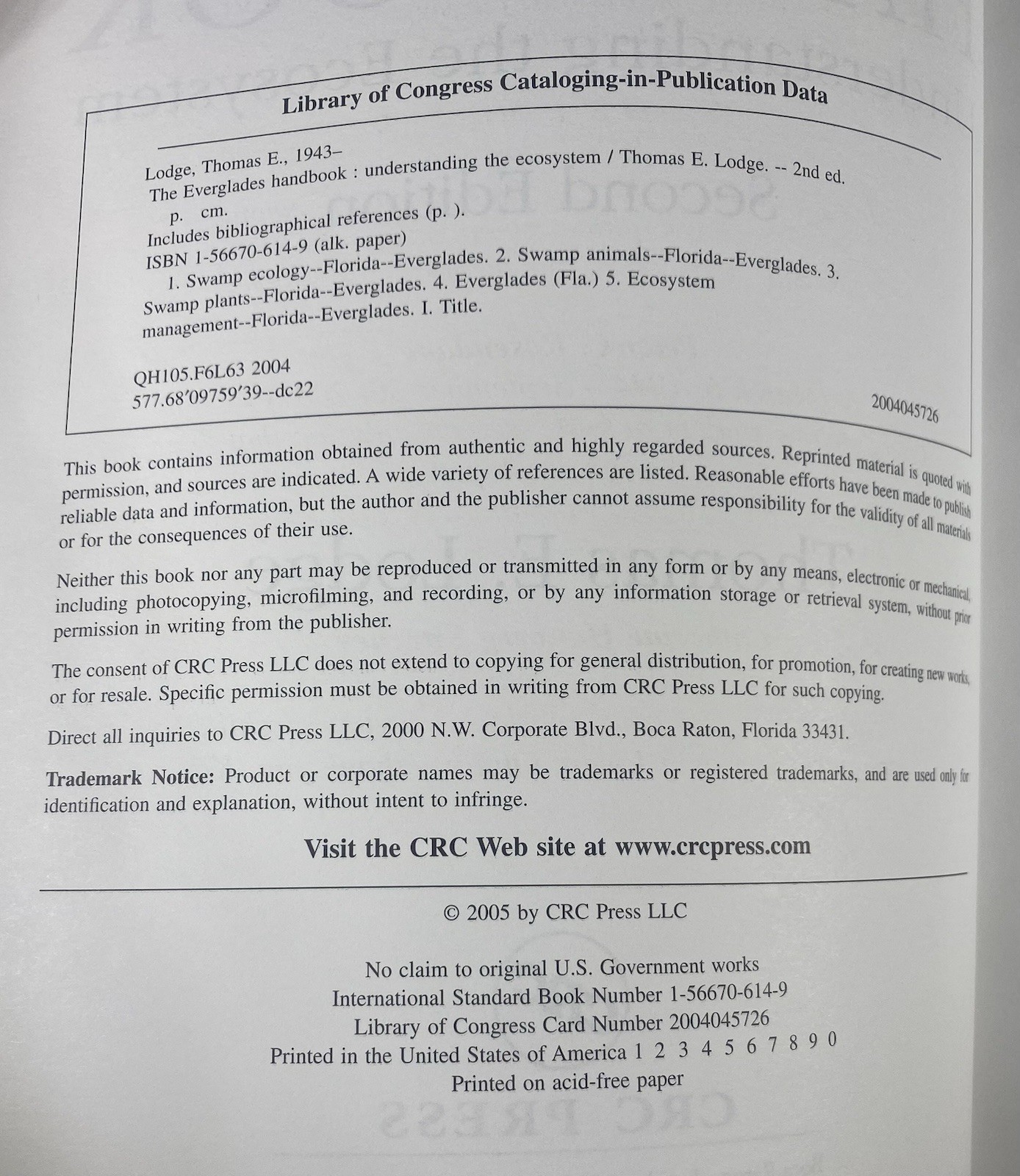 The Everglades Handbook Understanding the Ecosystem, Second Edition Ex Library