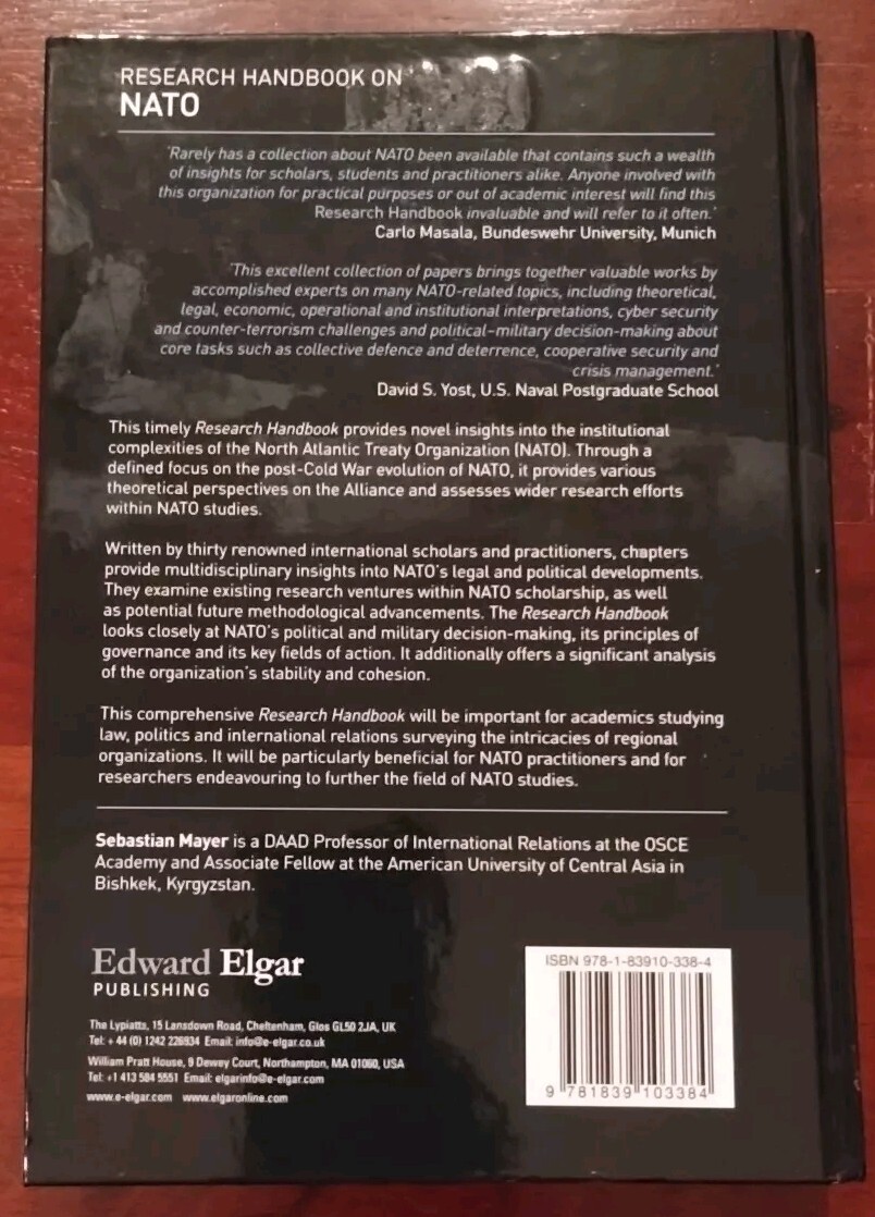 Research Handbook on NATO) By: Sebastian Mayer Like New Condition Hardback 2023
