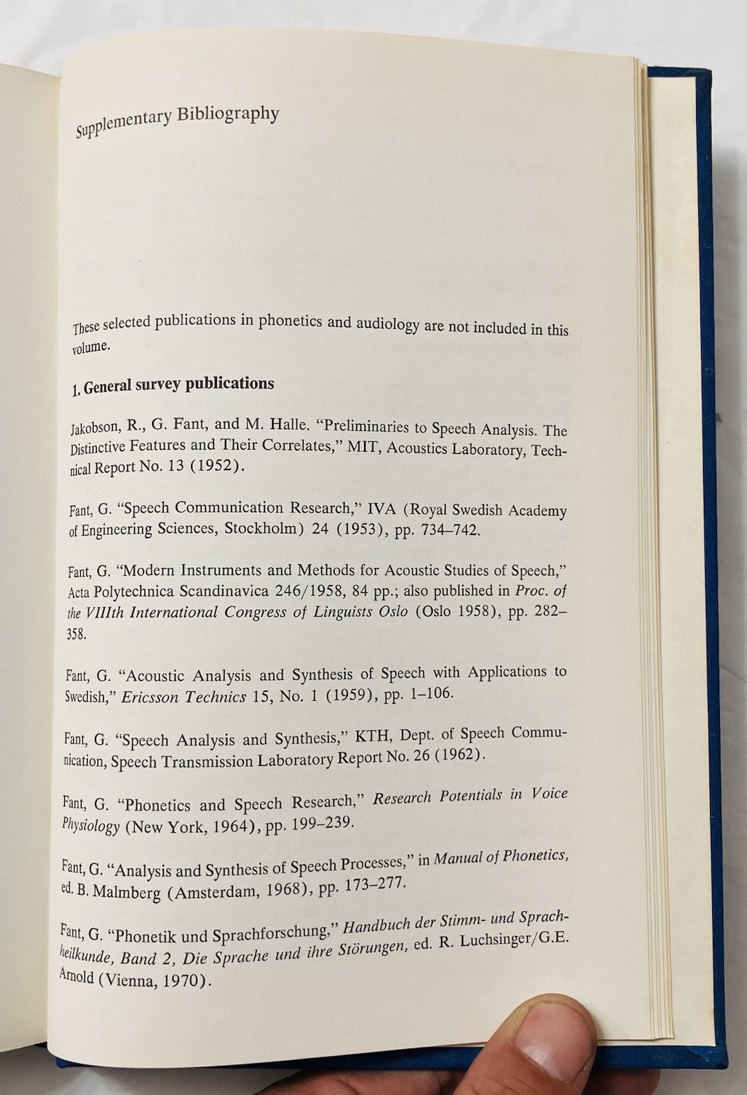 Speech Sounds and Features by Gunnar Fant (1973) MIT Press 1st Ed HC Linguistics