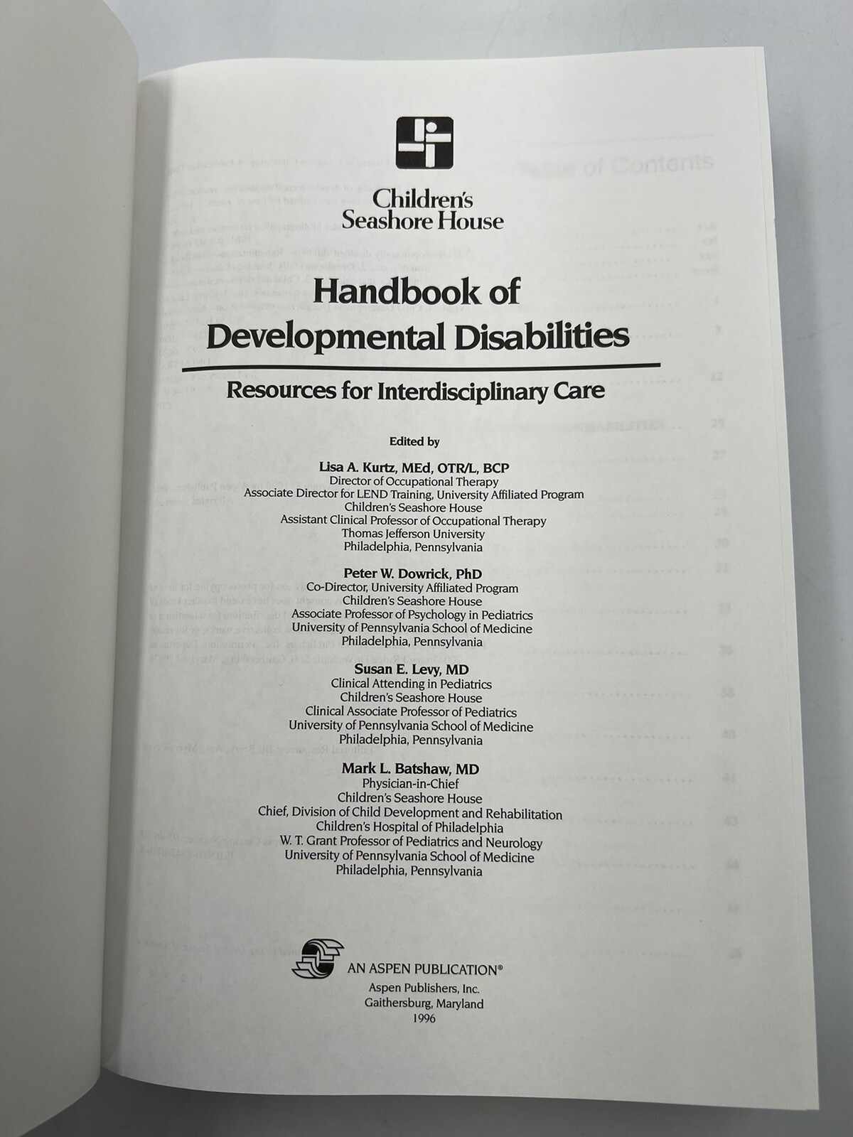 Handbook of Developmental Disabilities Resources for Interdisciplinary Care Book