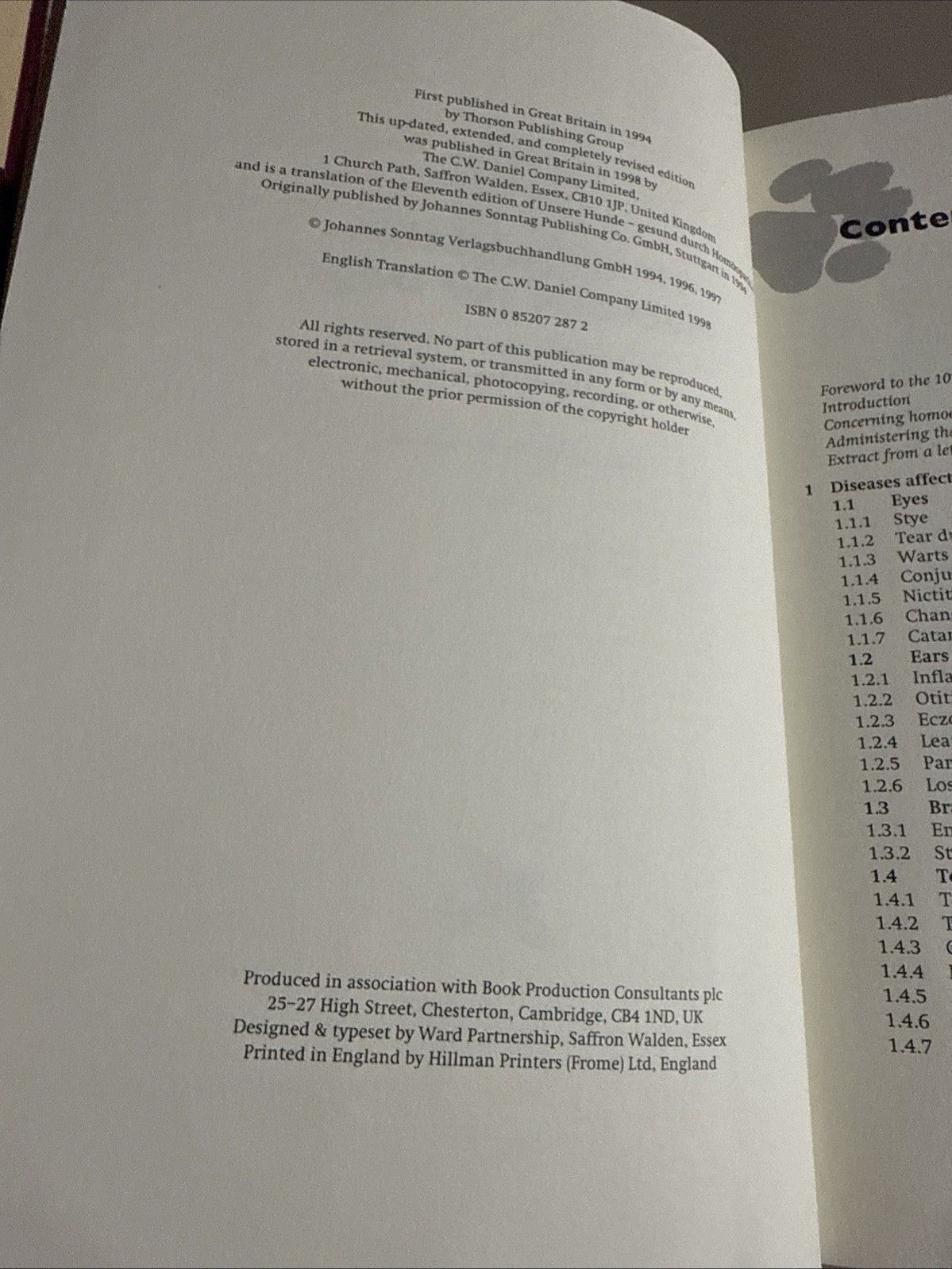 HOMOEOPATHIC MEDICINE FOR DOGS: A HANDBOOK FOR VETS Pet Owners By Wolff 1998 PB