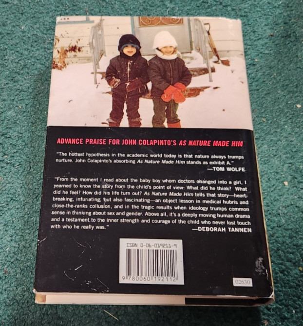AS NATURE MADE HIM Boy Who Was Raised as a Girl John Colapinto hc/dj