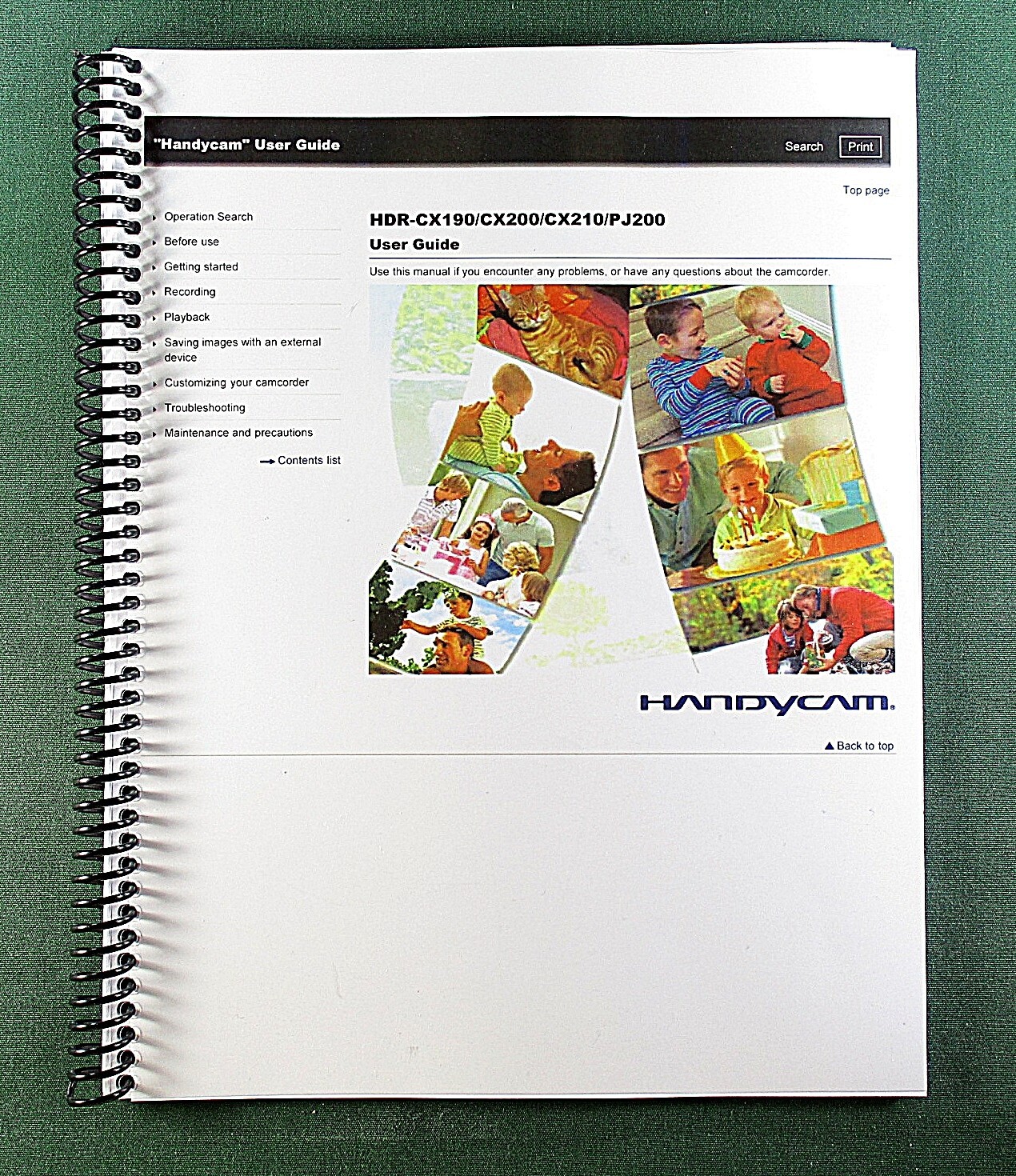 Sony HDR-CX190/CX200/CX210 Handbook Manual: Full Color 202 Pages & Clear Covers!