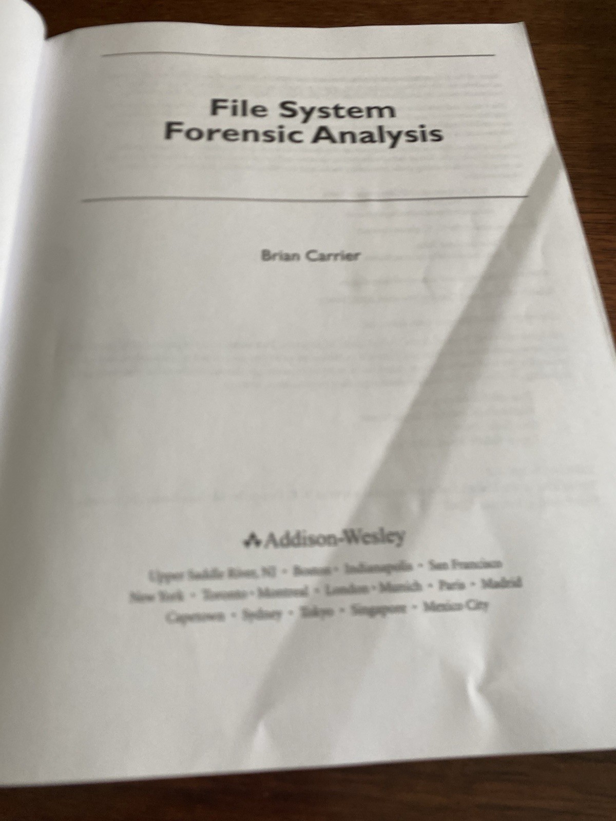 File System Forensic Analysis Brian Carrier 2005 Paperback Digital Evidence