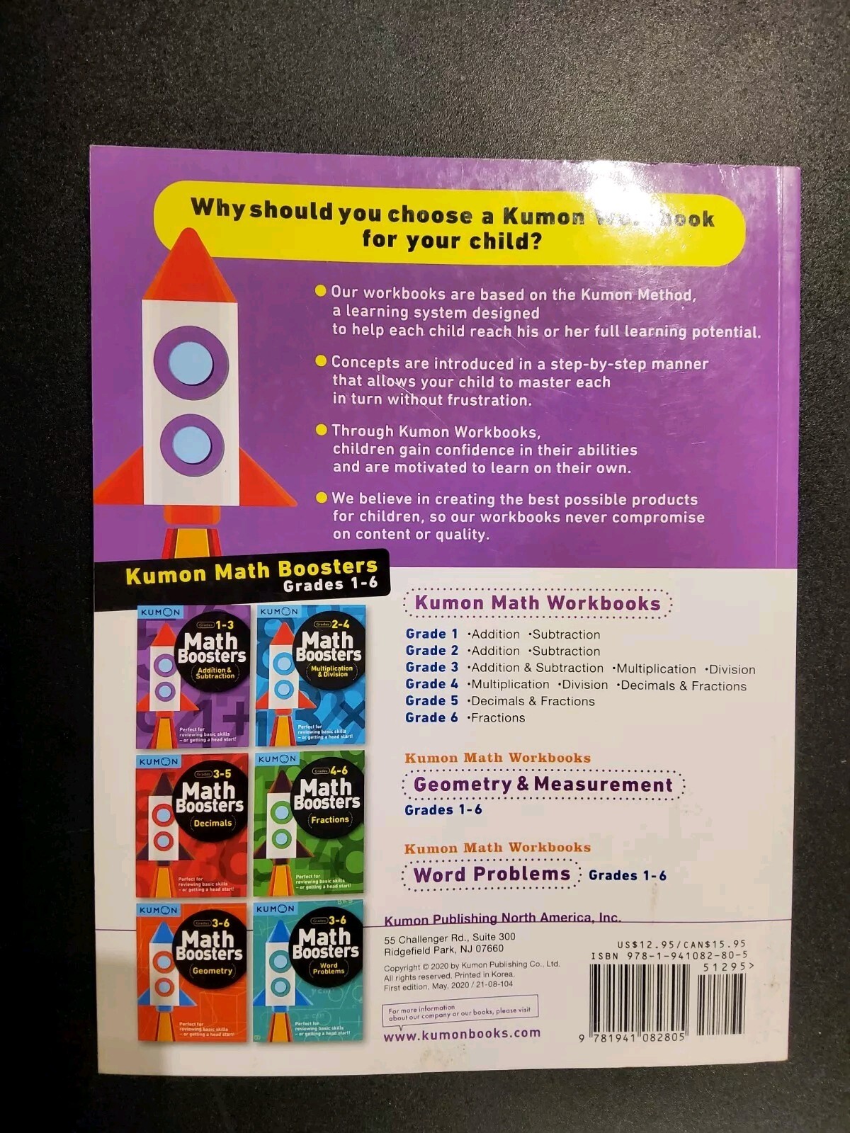 Kumon Math Boosters: Addition & Subtraction, Grades 1-3, Ages 6-8, 144 pages